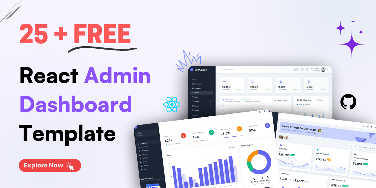 25+ Free React Admin Dashboard Template for 2024