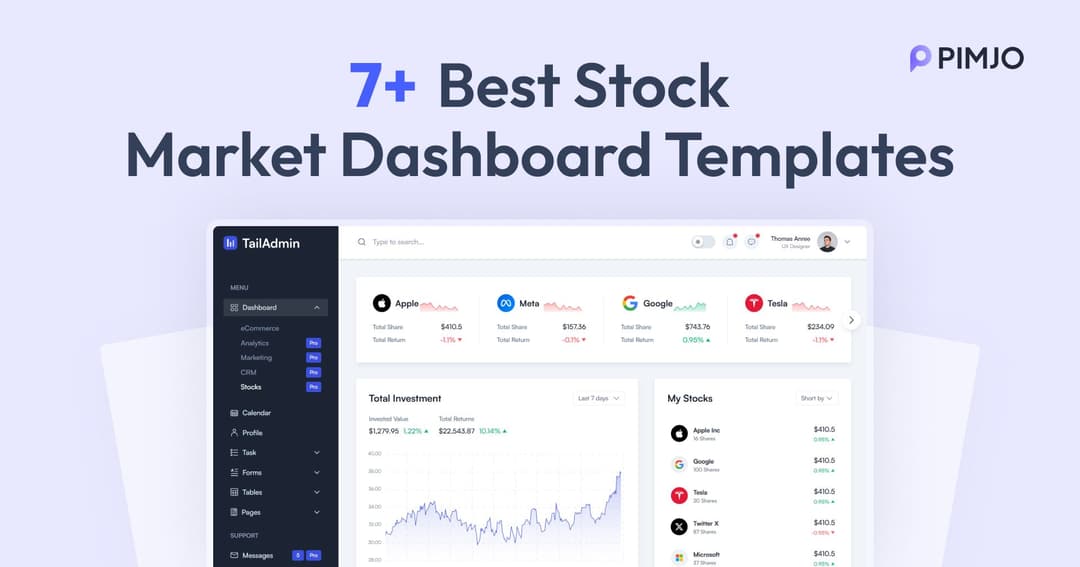 Stock Market Data Example 7+ Best Stock Market Dashboard Templates for 2026 | TailAdmin
